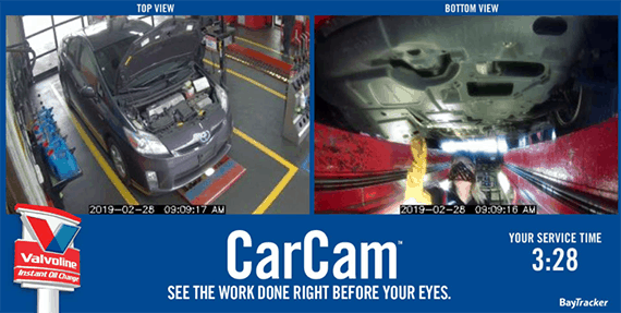 Image of CarCam functionality from Valvoline